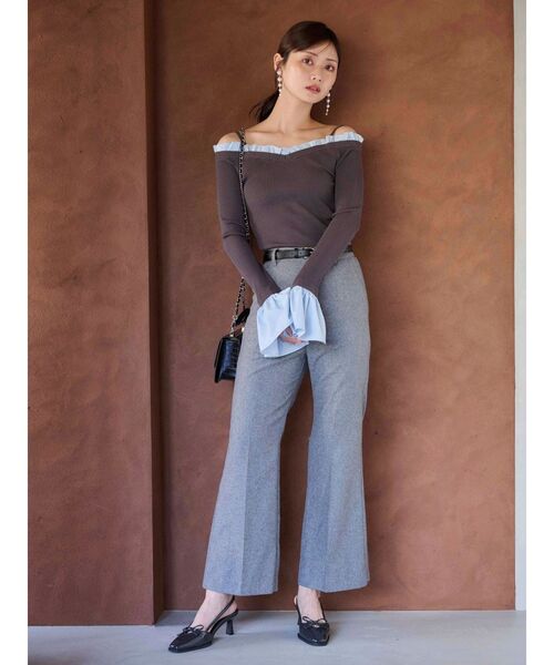 MERCURYDUO(マーキュリーデュオ)の「ウールライクセンタープレスワイドパンツ(その他パンツ・レディース・グレー/ブラック・MEDIUM/SMALL)」の4枚目の写真