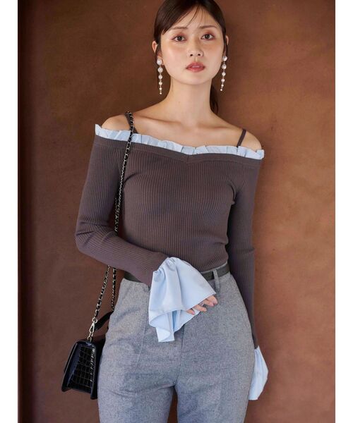 MERCURYDUO(マーキュリーデュオ)の「ウールライクセンタープレスワイドパンツ(その他パンツ・レディース・グレー/ブラック・MEDIUM/SMALL)」の7枚目の写真