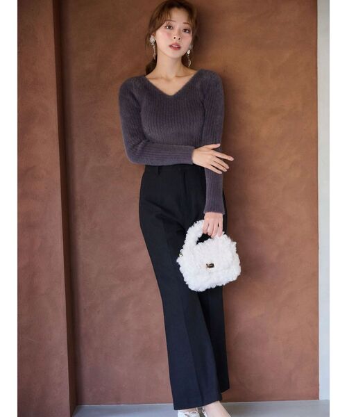 MERCURYDUO(マーキュリーデュオ)の「ウールライクセンタープレスワイドパンツ(その他パンツ・レディース・グレー/ブラック・MEDIUM/SMALL)」の9枚目の写真