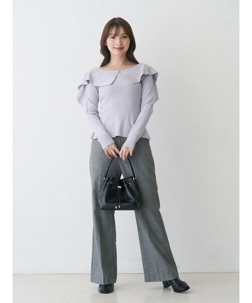 MERCURYDUO(マーキュリーデュオ)の「ウールライクセンタープレスワイドパンツ(その他パンツ・レディース・グレー/ブラック・MEDIUM/SMALL)」の10枚目の写真