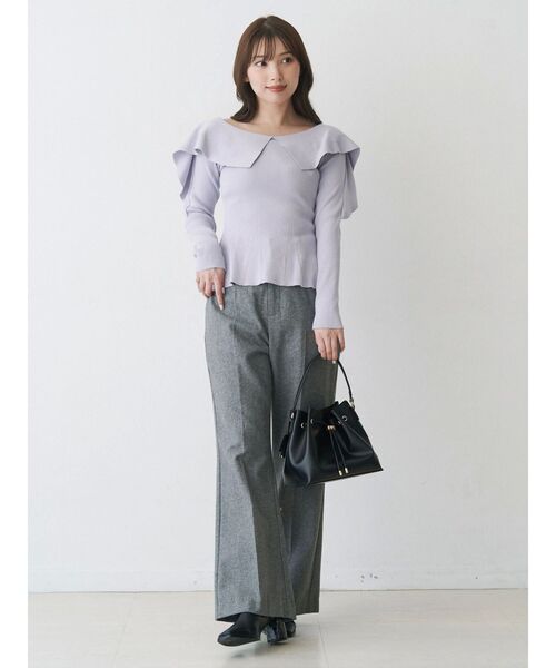 MERCURYDUO(マーキュリーデュオ)の「ウールライクセンタープレスワイドパンツ(その他パンツ・レディース・グレー/ブラック・MEDIUM/SMALL)」の11枚目の写真