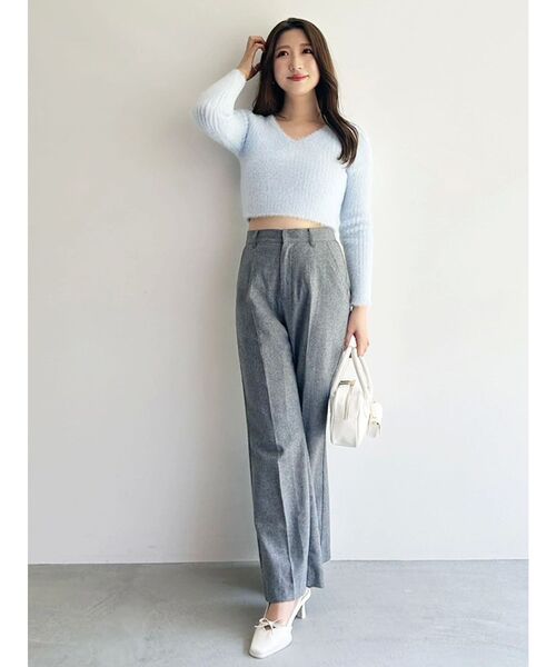 MERCURYDUO(マーキュリーデュオ)の「ウールライクセンタープレスワイドパンツ(その他パンツ・レディース・グレー/ブラック・MEDIUM/SMALL)」の12枚目の写真