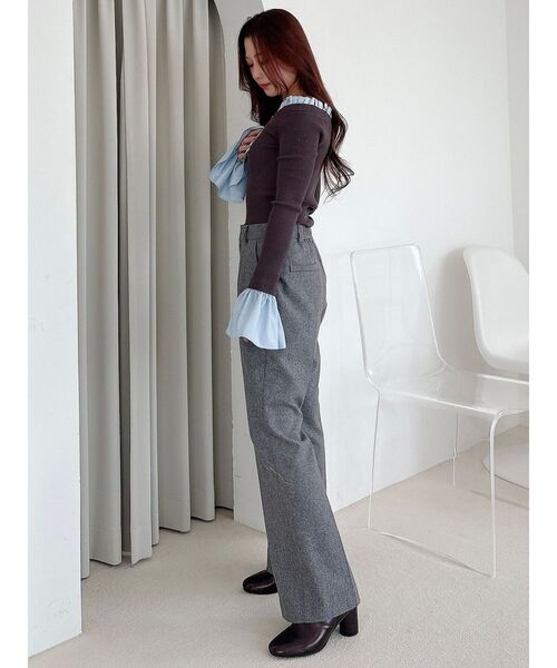 MERCURYDUO(マーキュリーデュオ)の「ウールライクセンタープレスワイドパンツ(その他パンツ・レディース・グレー/ブラック・MEDIUM/SMALL)」の17枚目の写真