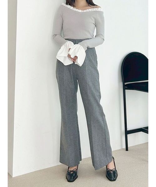 MERCURYDUO(マーキュリーデュオ)の「ウールライクセンタープレスワイドパンツ(その他パンツ・レディース・グレー/ブラック・MEDIUM/SMALL)」の22枚目の写真