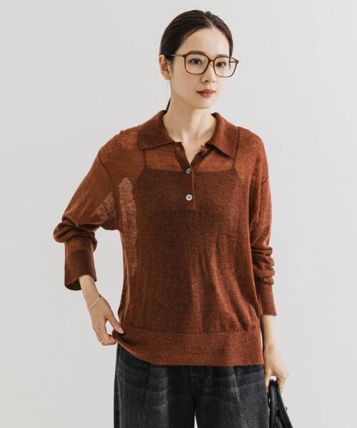 URBAN RESEARCH（アーバンリサーチ）の「ヘアリーポロ衿付きニット（ニット/セーター・レディース・ブラウン系その他/チャコールグレー/オフホワイト・FREE）」の16枚目の写真