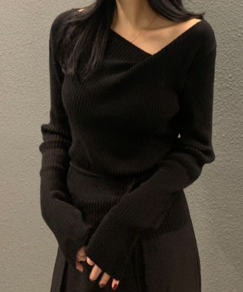 Aelina(エリナ)の「デザイン感ニットトップス(その他トップス・レディース・オフホワイト/ブラック・F)」の21枚目の写真