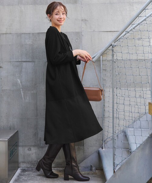 pocoshi黒一枚サイズ38 セール】【大きいサイズ】リップルコンビワンピース（ワンピース