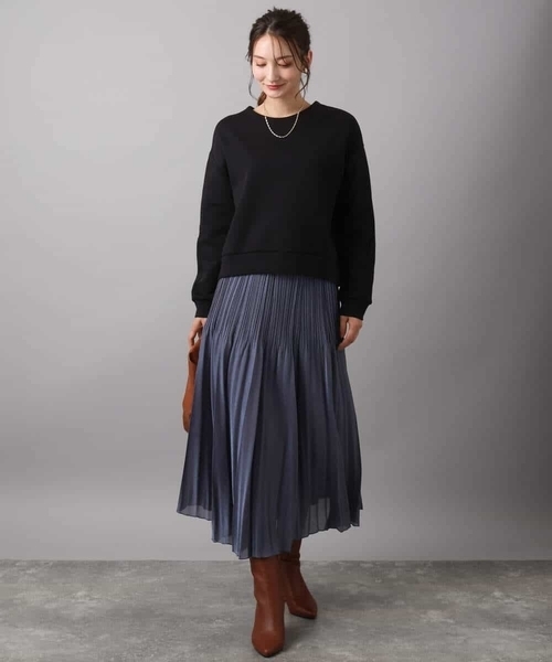 MK MICHEL KLEIN（エムケーミッシェルクラン）の「ブライトシアープリーツスカート/洗える（スカート・レディース・ブルーグレー/ブラック/ベージュ・38）」の17枚目の写真