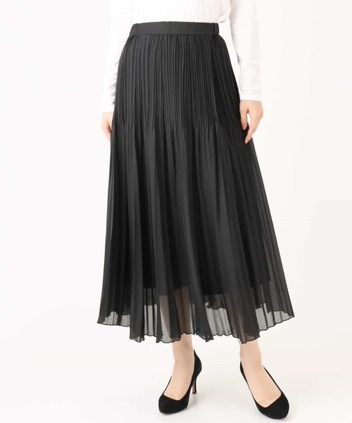 MK MICHEL KLEIN（エムケーミッシェルクラン）の「ブライトシアープリーツスカート/洗える（スカート・レディース・ブルーグレー/ブラック/ベージュ・38）」の5枚目の写真