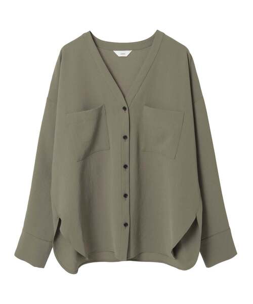 Liesse（リエス）の「Vカラーシャツ（シャツ/ブラウス・レディース・ピンクベージュ/カーキ/ブラック・FREE）」の18枚目の写真