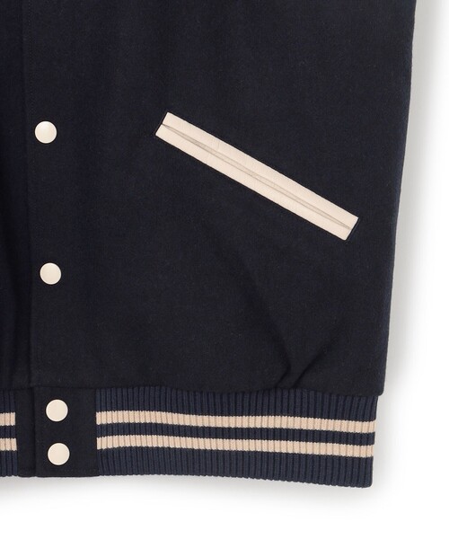 J.PRESS YORK STREET(ジェイプレスヨークストリート)の「【UNISEX】スタジアム ジャケット(スタジャン・メンズ・ネイビー系/黄土色系・LARGE/MEDIUM/SMALL)」の8枚目の写真