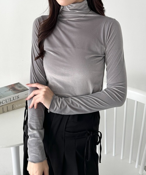 セール】メロウハイネックシアーベロアトップス（Tシャツ/カットソー