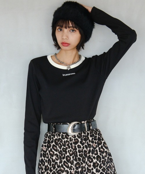 PAGEBOY(ページボーイ)の「ロゴシシュウコンパクト(長袖)(Tシャツ/カットソー・レディース・ブラック/レッド系その他/オフホワイト・FREE)」の2枚目の写真