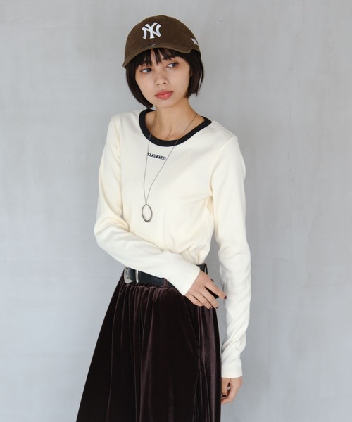 PAGEBOY(ページボーイ)の「ロゴシシュウコンパクト(長袖)(Tシャツ/カットソー・レディース・ブラック/レッド系その他/オフホワイト・FREE)」の8枚目の写真