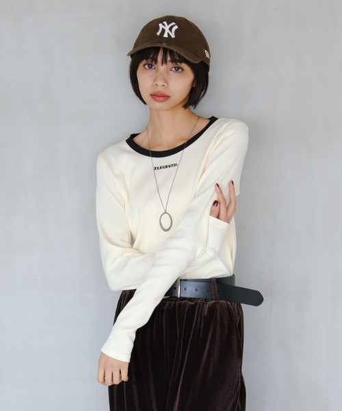 PAGEBOY(ページボーイ)の「ロゴシシュウコンパクト(長袖)(Tシャツ/カットソー・レディース・ブラック/レッド系その他/オフホワイト・FREE)」の9枚目の写真