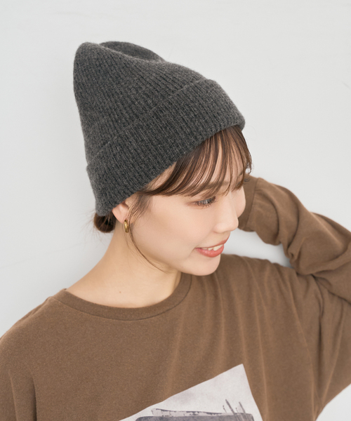 Spick & Span(スピックアンドスパン)の「RACAL / ラカル カシミヤブレンドニットワッチ(ニットキャップ/ビーニー・レディース・ブラウン/チャコールグレー/アイボリー・FREE)」の1枚目の写真