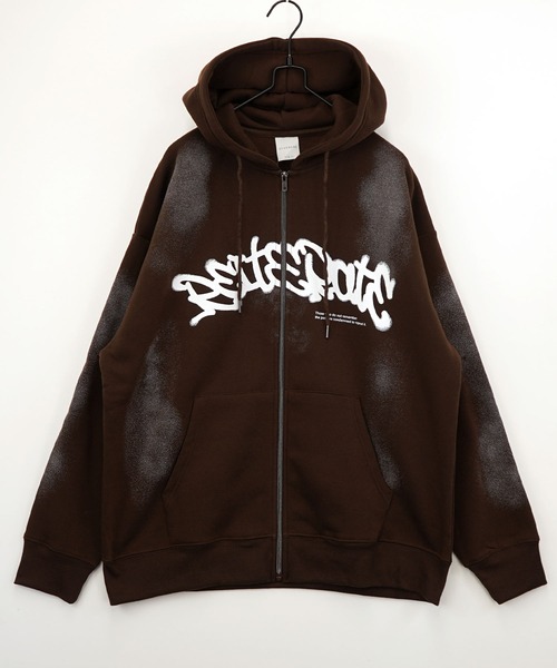 Burner（バーナー）の「【GROOVY STORE】ワイドシルエット レトロデザイン裏起毛ZIPパーカー 韓国系（パーカー・メンズ・ブラック系その他3/杢グレー/ブラック/スミクロ/グレー系その他2/ホワイト/ブラウン/ネイビー系1/ホワイト系その他2/スモークピンク/ブラック系その他2/ライトブラック/ホワイト系その他3/ブラック系その他4/ブラウン系その他2/ダークグリーン/ホワイト系その他4・M/L/LL）」の13枚目の写真