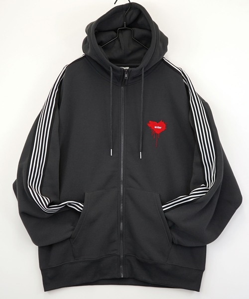 セール】【GROOVY STORE】ワイドシルエット レトロデザイン裏起毛ZIP