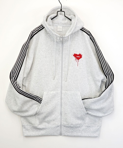 Burner（バーナー）の「【GROOVY STORE】ワイドシルエット レトロデザイン裏起毛ZIPパーカー 韓国系（パーカー・メンズ・ブラック系その他3/杢グレー/ブラック/スミクロ/グレー系その他2/ホワイト/ブラウン/ネイビー系1/ホワイト系その他2/スモークピンク/ブラック系その他2/ライトブラック/ホワイト系その他3/ブラック系その他4/ブラウン系その他2/ダークグリーン/ホワイト系その他4・M/L/LL）」の4枚目の写真