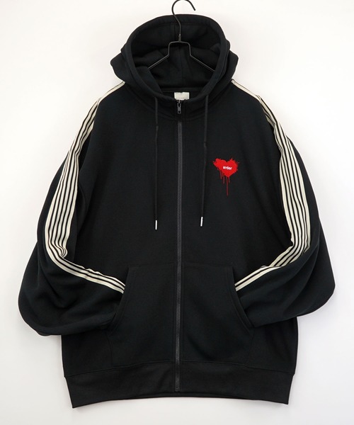 セール】【GROOVY STORE】ワイドシルエット レトロデザイン裏起毛ZIP