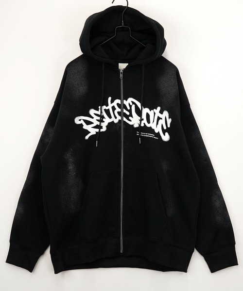 GROOVY STORE】ワイドシルエット レトロデザイン裏起毛ZIPパーカー