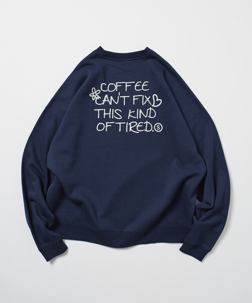 everyone スウェット クルーネック ネイビー セール】限定展開 ビッグシルエット バックプリント クルーネック