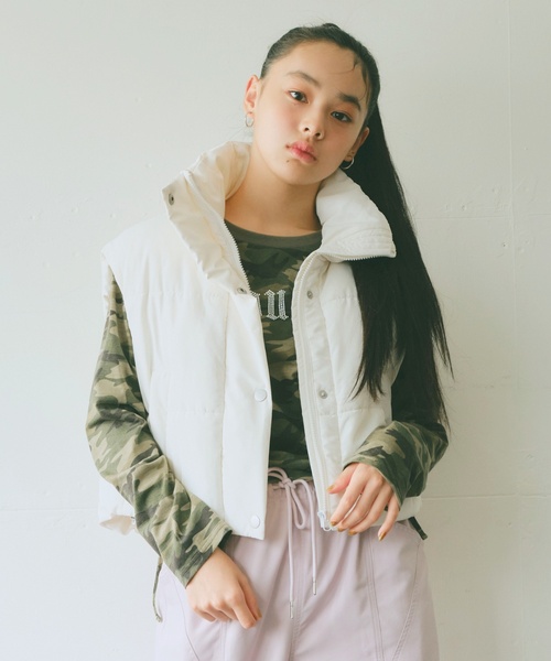 LOVETOXIC（ラブトキシック）の「パフィベスト（ベスト・キッズ・ブラック/カーキ/オフホワイト・L:160cm/M:150cm）」の2枚目の写真