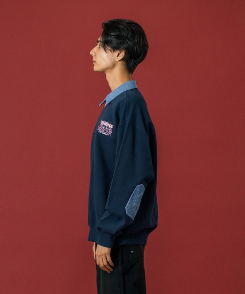XLARGE（エクストララージ）の「DENIM COLLAR HALF ZIP SWEATSHIRT