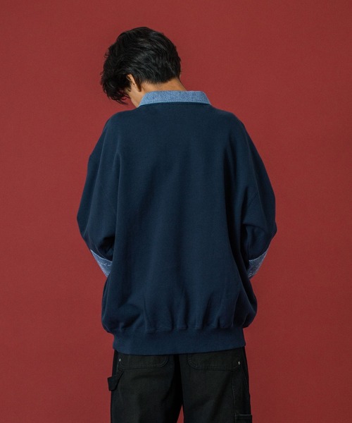 XLARGE（エクストララージ）の「DENIM COLLAR HALF ZIP SWEATSHIRT（スウェット・メンズ・ネイビー/アッシュ/ブラック・S/M/L/XL）」の6枚目の写真
