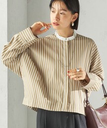 SHIPS（シップス）の「〈手洗い可能〉コットン ポリエステル ストライプ ドルマン 長袖 シャツ（シャツ/ブラウス・レディース）」