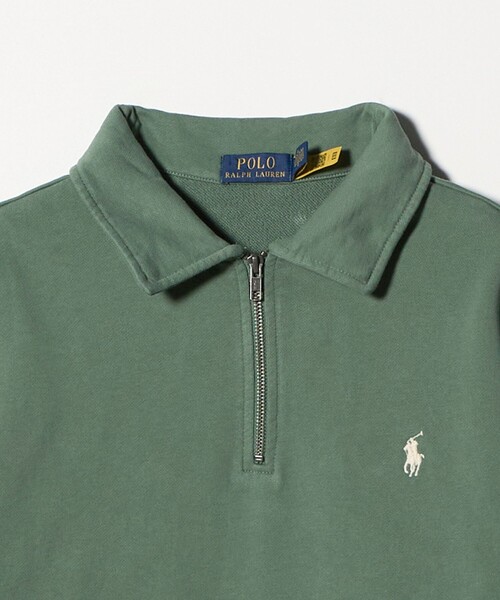 【美品】ラルフローレン　ハーフジップ ポロ ラルフローレン ハーフジップ ニット ロゴ刺繍 パープル