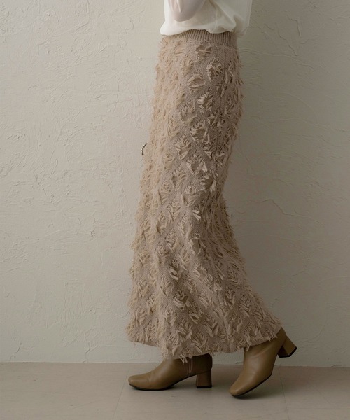 NOAHL（ノアル）の「【NOAHL】フリンジニットスカート（スカート・レディース・ブラウン系/アイボリー・FREE）」の2枚目の写真