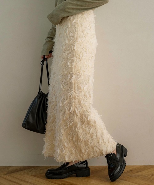 NOAHL（ノアル）の「【NOAHL】フリンジニットスカート（スカート・レディース・ブラウン系/アイボリー・FREE）」の3枚目の写真