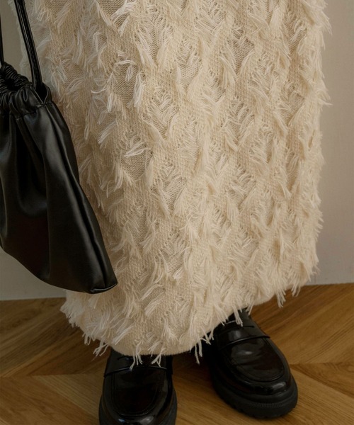 NOAHL（ノアル）の「【NOAHL】フリンジニットスカート（スカート・レディース・ブラウン系/アイボリー・FREE）」の4枚目の写真