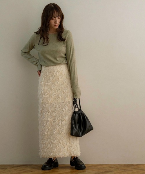 NOAHL（ノアル）の「【NOAHL】フリンジニットスカート（スカート・レディース・ブラウン系/アイボリー・FREE）」の6枚目の写真