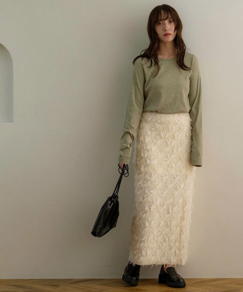 NOAHL（ノアル）の「【NOAHL】フリンジニットスカート（スカート・レディース・ブラウン系/アイボリー・FREE）」の7枚目の写真