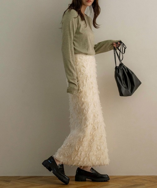 NOAHL（ノアル）の「【NOAHL】フリンジニットスカート（スカート・レディース・ブラウン系/アイボリー・FREE）」の9枚目の写真