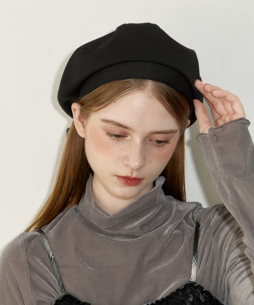 idem（イデム）の「lace ribbon romantic beret / レースリボンベレー帽（ハンチング/ベレー帽・レディース・ブラック・FREE）」の2枚目の写真