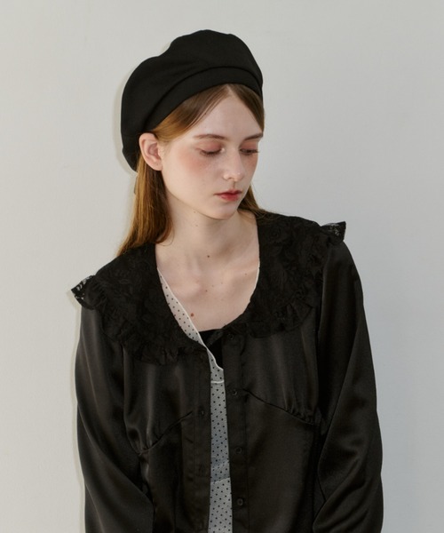 idem（イデム）の「lace ribbon romantic beret / レースリボンベレー帽（ハンチング/ベレー帽・レディース・ブラック・FREE）」の10枚目の写真