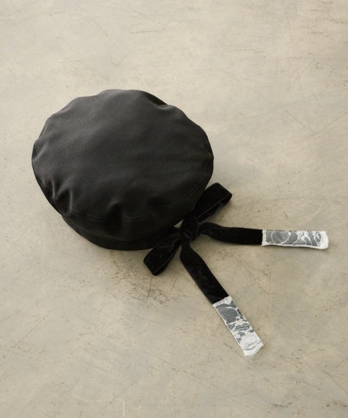 idem（イデム）の「lace ribbon romantic beret / レースリボンベレー帽（ハンチング/ベレー帽・レディース・ブラック・FREE）」の14枚目の写真