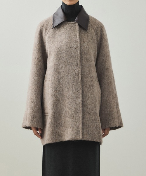 ア*ケ様 EC MELODI EMOELLE】レザーカラーミドルコート（ステンカラーコート）｜ADAM ET