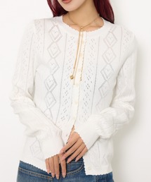 HEART CROCHET KNIT TOPS ハート ボタン クロシェニット トップス カーディガン 秋服 冬服