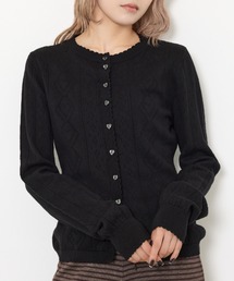 SLY | HEART CROCHET KNIT TOPS ハート ボタン クロシェニット トップス カーディガン 秋服 冬服(カーディガン/ボレロ)