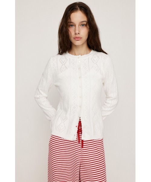 HEART CROCHET KNIT TOPS ハート ボタン クロシェニット トップス