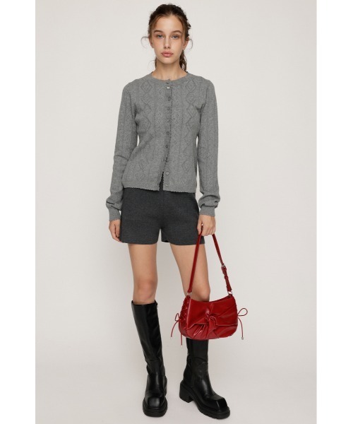 SLY（スライ）の「HEART CROCHET KNIT TOPS ハート ボタン クロシェニット トップス カーディガン 秋服 冬服（カーディガン/ボレロ・レディース・アイボリー/ブラック/レッド/杢グレー・FREE）」の14枚目の写真