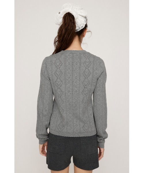 SLY（スライ）の「HEART CROCHET KNIT TOPS ハート ボタン クロシェニット トップス カーディガン 秋服 冬服（カーディガン/ボレロ・レディース・アイボリー/ブラック/レッド/杢グレー・FREE）」の17枚目の写真