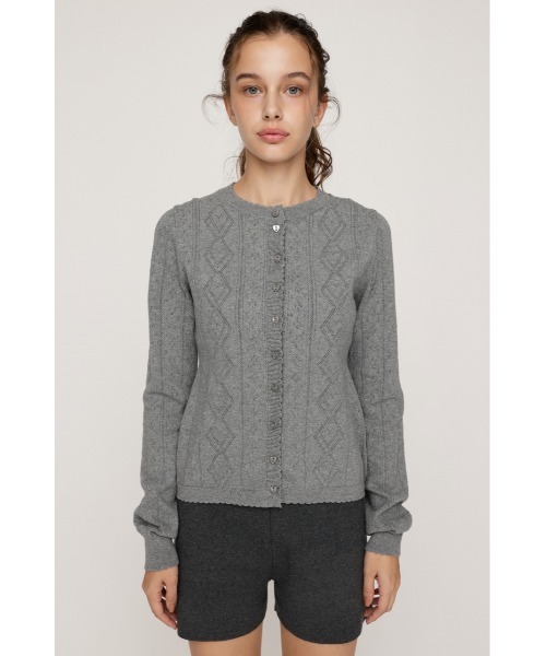 SLY（スライ）の「HEART CROCHET KNIT TOPS ハート ボタン クロシェニット トップス カーディガン 秋服 冬服（カーディガン/ボレロ・レディース・アイボリー/ブラック/レッド/杢グレー・FREE）」の20枚目の写真