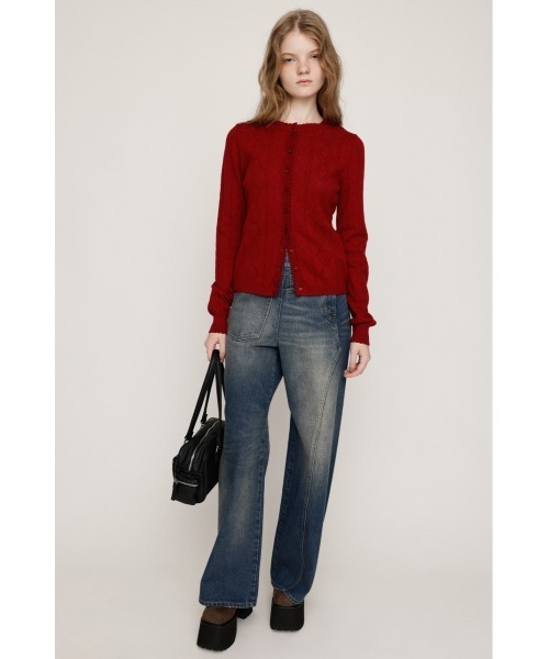 SLY（スライ）の「HEART CROCHET KNIT TOPS ハート ボタン クロシェニット トップス カーディガン 秋服 冬服（カーディガン/ボレロ・レディース・アイボリー/ブラック/レッド/杢グレー・FREE）」の22枚目の写真