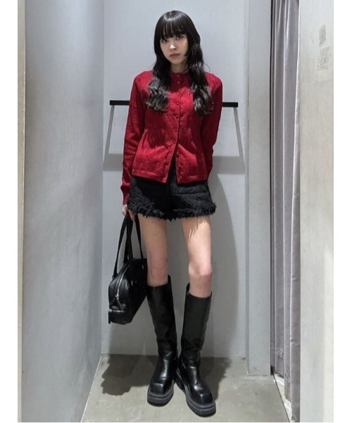 セール】HEART CROCHET KNIT TOPS ハート ボタン クロシェニット