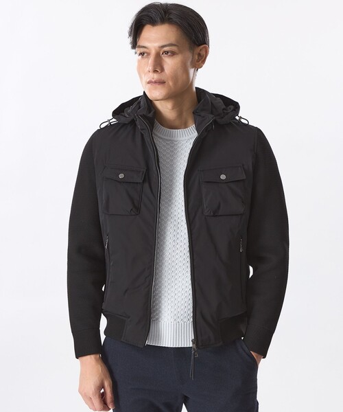 EPOCA UOMO(エポカウォモ)の「ポリエステルツイルコンビブルゾン(ブルゾン・メンズ・ブラック/ホワイト系その他・46/48)」の1枚目の写真